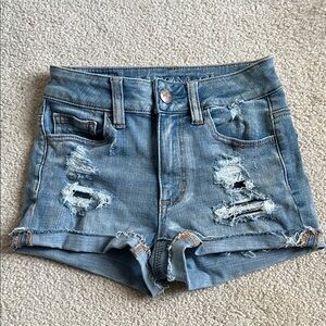 American Eagle Outfitters Light Blue Distressed Jean Shorts